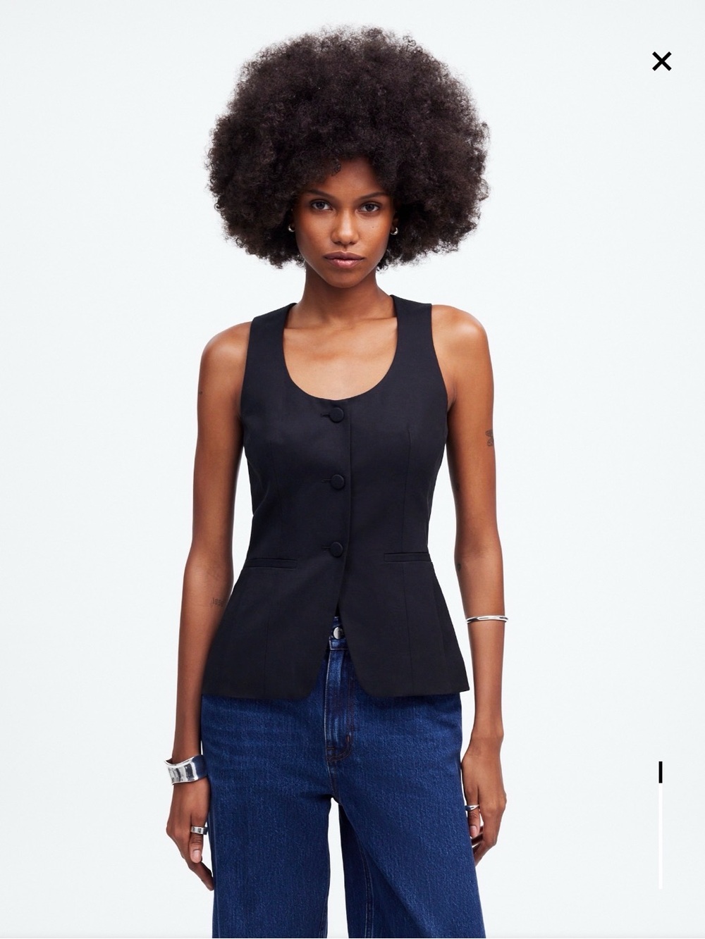 Madewell Scoop Neck Cutaway Vest NWT size 6 True Black